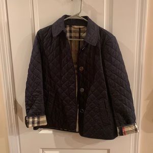 Navy Blue Burberry Brit Quilted Jacket ( Size SM)